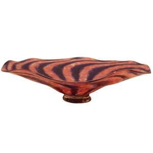 Signed “Daley” Hand-Blown Art Glass Shallow Bowl – Frit Swirl, Bullicante Center